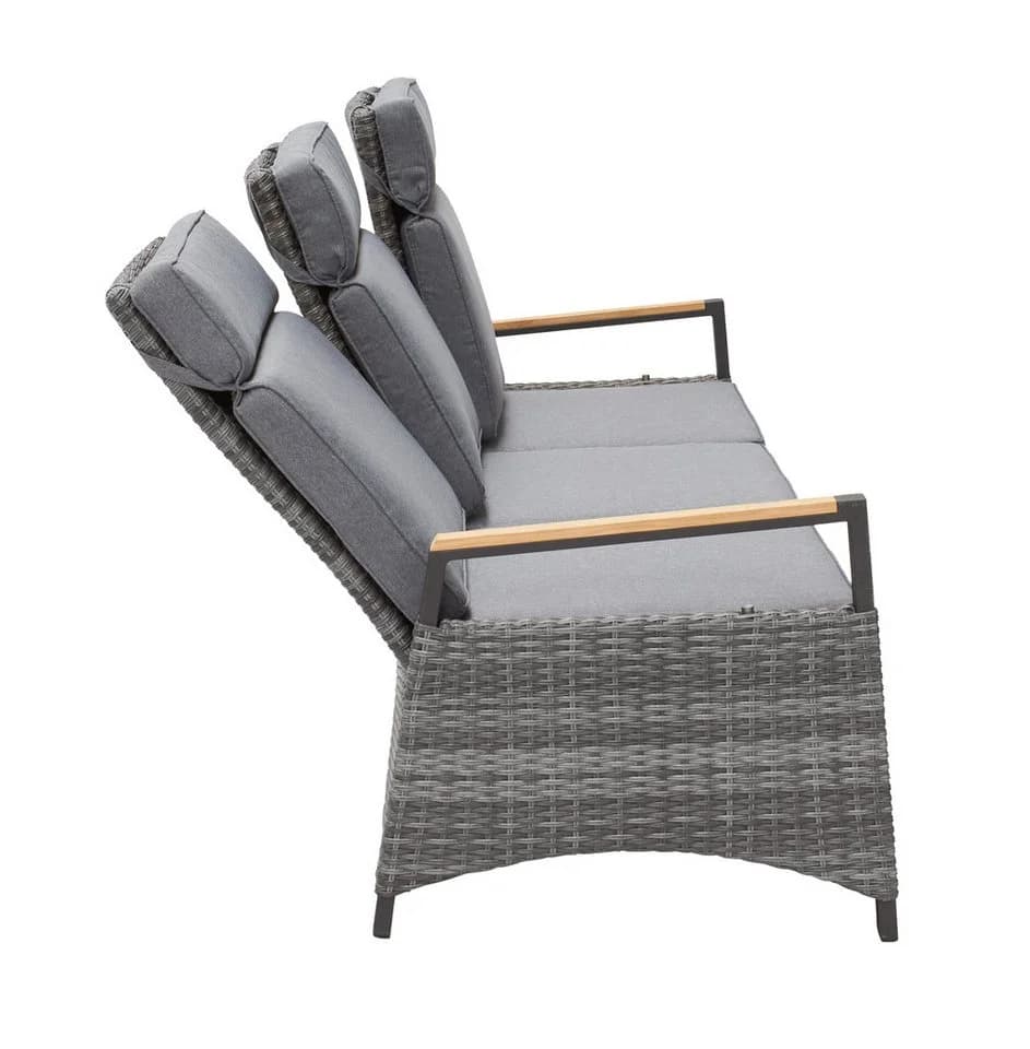 LC Garden Gartensofa Keramo 3er Sofa grau-mix Aluminium Teak - Bild 5