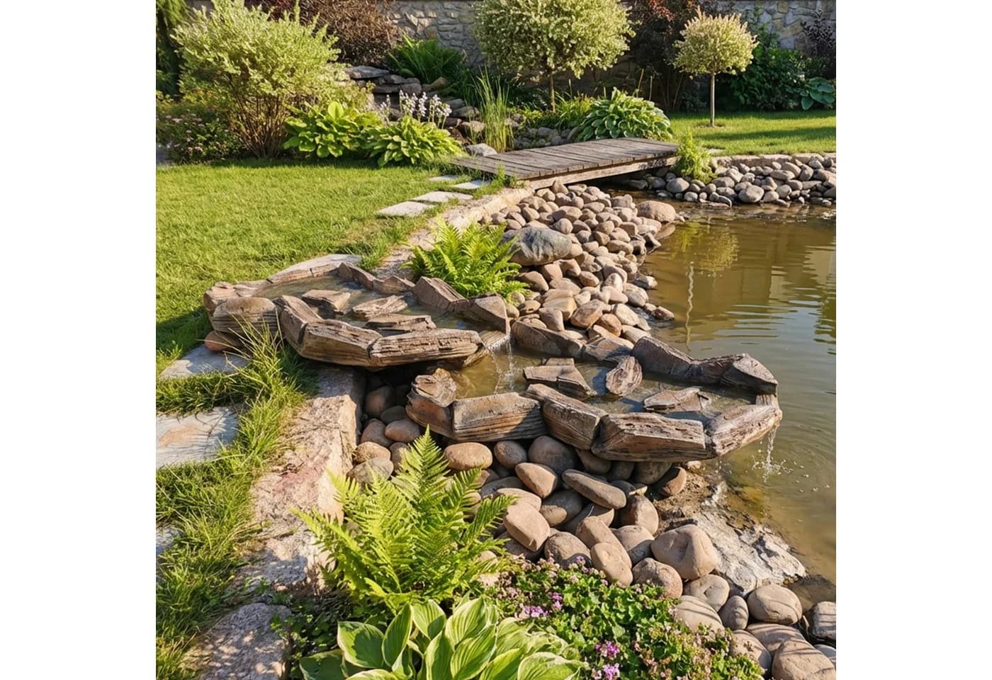 Köhko Bachlaufelement Spree Holzoptik für Gartenteich - Bild 5