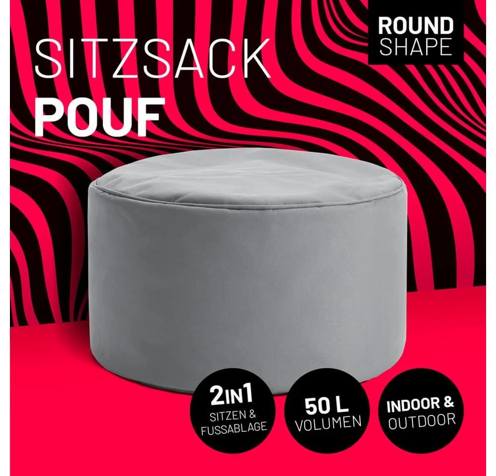 Lumaland Sitzsack Pouf Grau In- & Outdoor Hocker