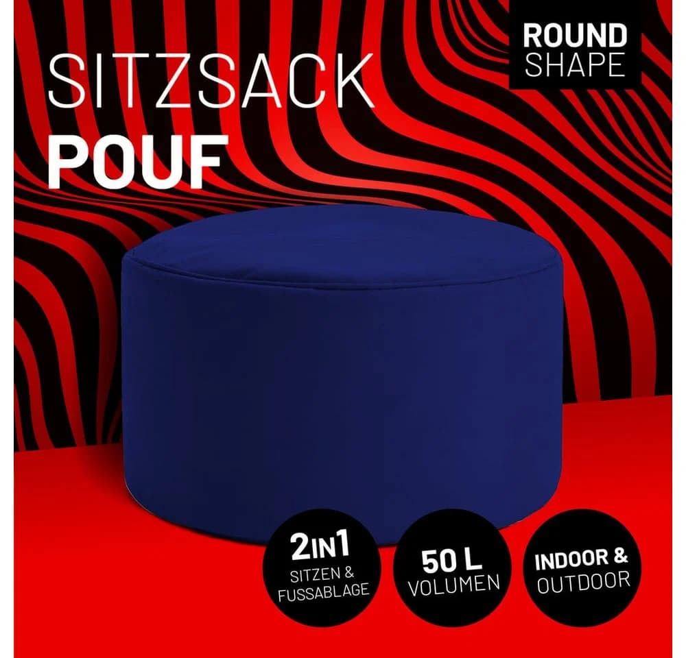 Lumaland Sitzsack Pouf 50L Navyblau Kompakt Hocker