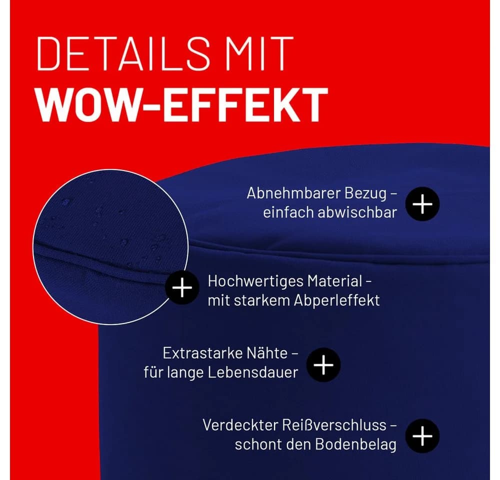 Lumaland Sitzsack Pouf 50L Navyblau Kompakt Hocker - Bild 5
