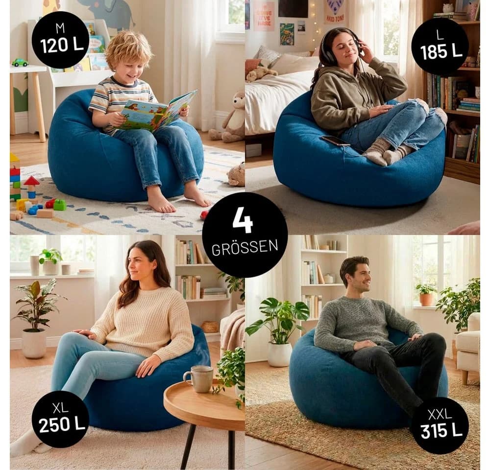 Lumaland Comfort Line Sitzsack M 120L Dunkelblau Polyester - Bild 4