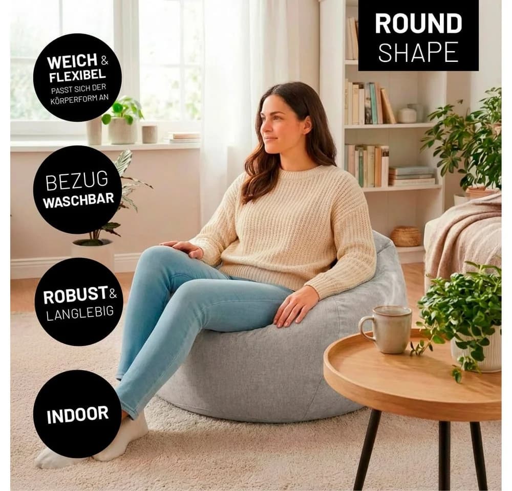 Lumaland Sitzsack Comfort Line XL 250L Grau Polyester