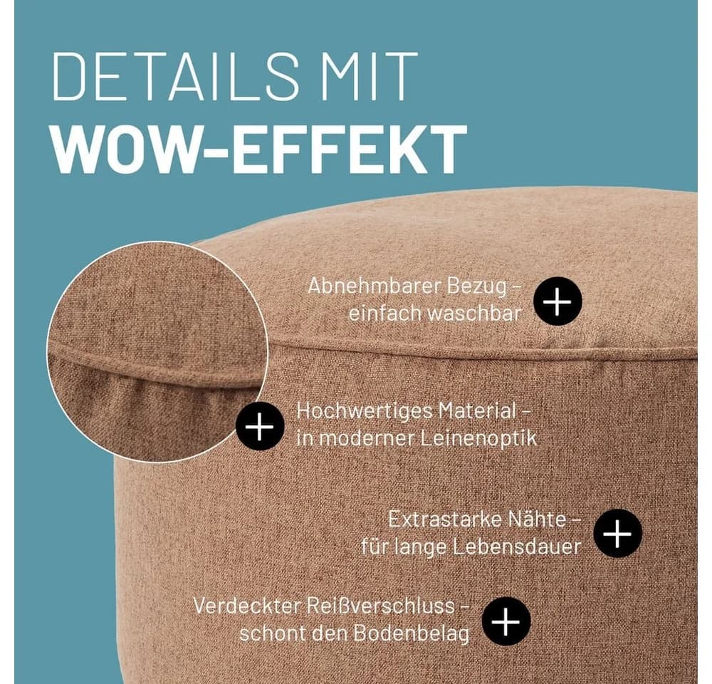 Pflegeleichter Sitzsack Hocker - Bequemer Bean Bag - Bild 5