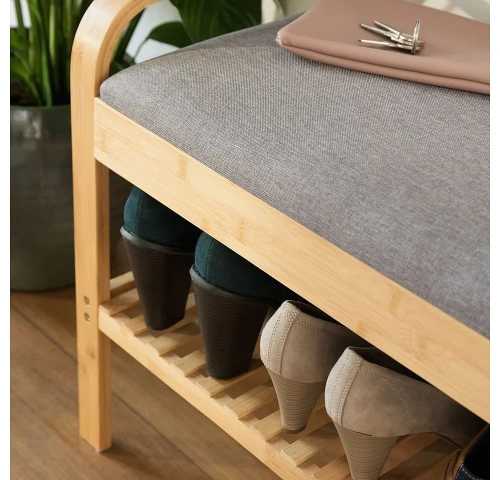 Lumaland Schuhregal Bambus mit Sitzbank 1 Ebene - Bild 3