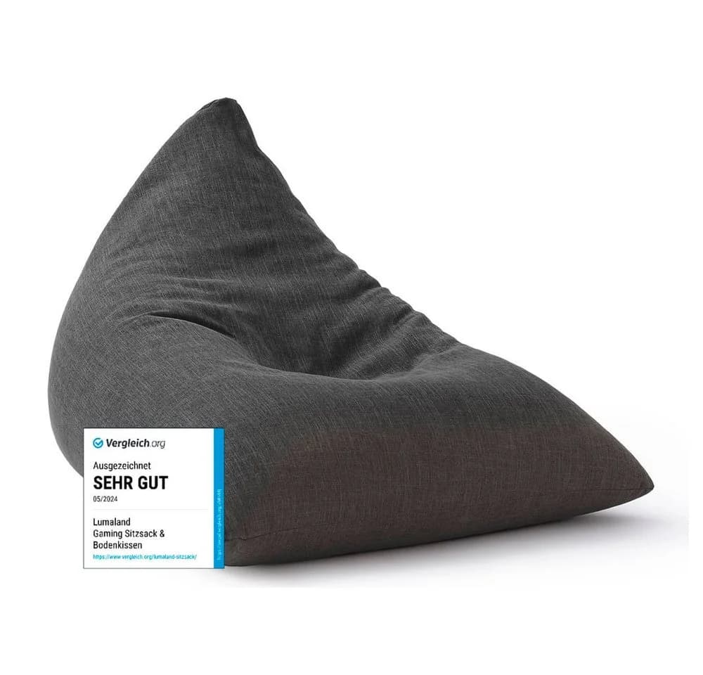 Lumaland Sitzsack Interior Line Dreieck Grau EPS-Perlen