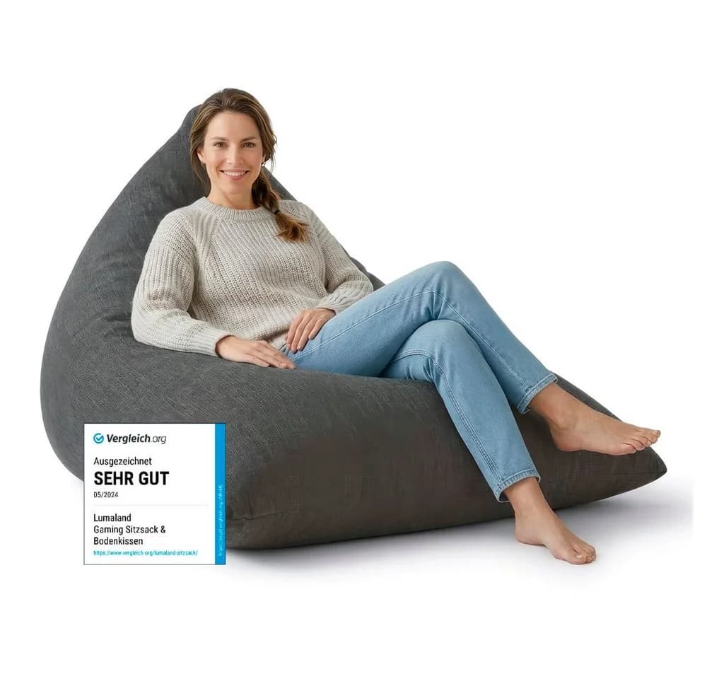 Lumaland Sitzsack Interior Line Dreieck Grau EPS-Perlen - Bild 4