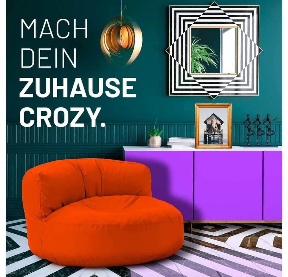 Lumaland Sitzsack Round Sofa Orange In- & Outdoor mit Rückenlehne - Bild 3
