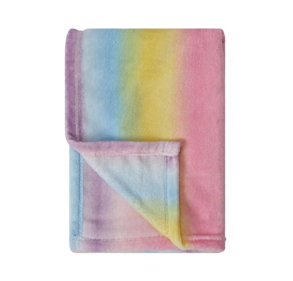 Lumaland Kuscheldecke Regenbogen-Design Bunt Coral-Fleece - Bild 4