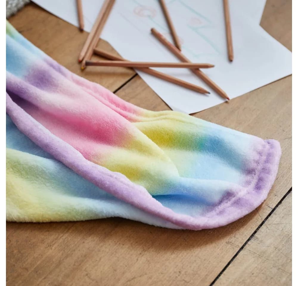 Lumaland Kuscheldecke Regenbogen-Design Bunt Coral-Fleece - Bild 5