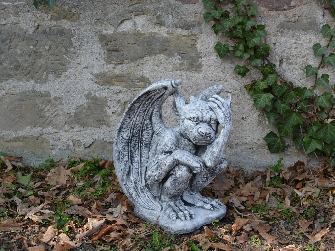 gartendekoparadies.de Gargoyle Statue Grau Steinfigur Frostsicher - Bild 4