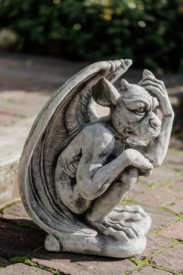gartendekoparadies.de Gargoyle Statue Grau Steinfigur Frostsicher - Bild 5