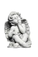 Gartenfigur Sitzender Engel Grabengel Steinfigur Grau 25 cm Frostsicher Bild 1