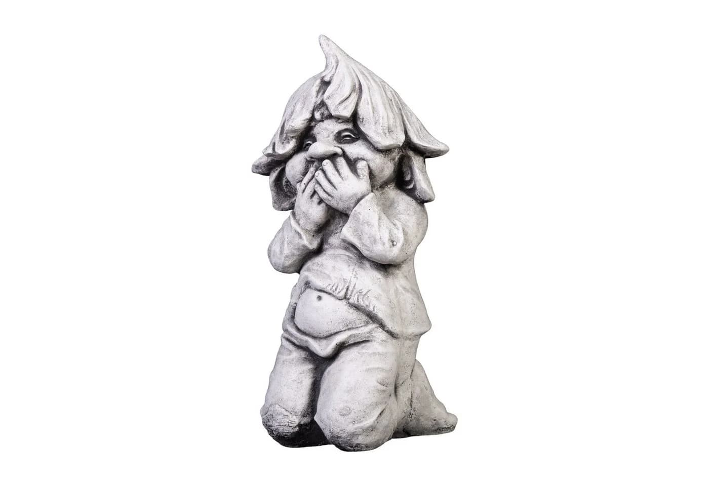 gartendekoparadies.de Gartenfigur Gnom als Stiller Beobachter, Steinfigur, 38 cm, 9 kg, Frostsicher