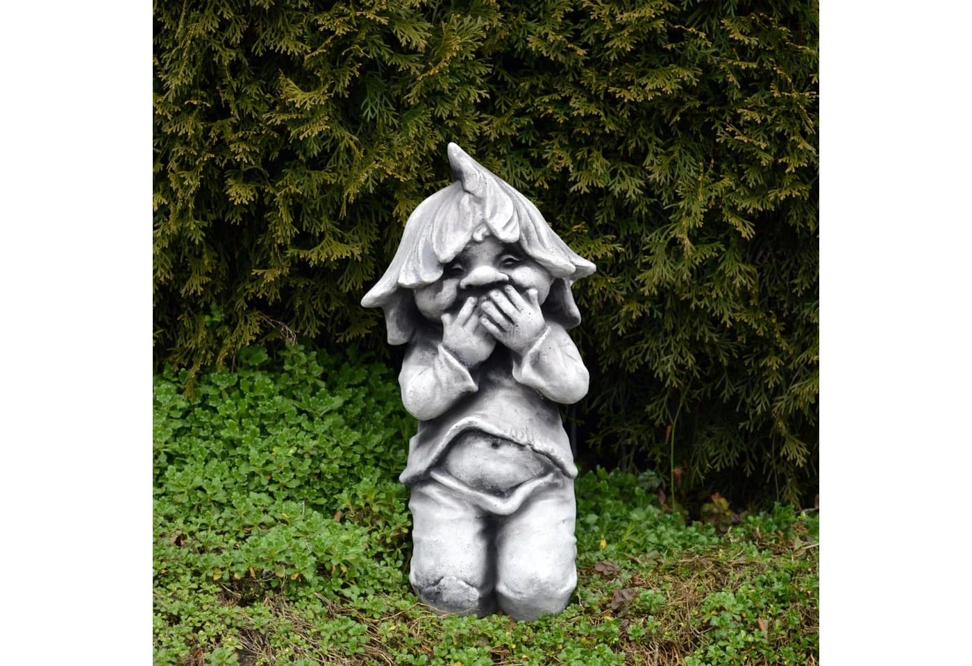 gartendekoparadies.de Gartenfigur Gnom als Stiller Beobachter, Steinfigur, 38 cm, 9 kg, Frostsicher - Bild 2