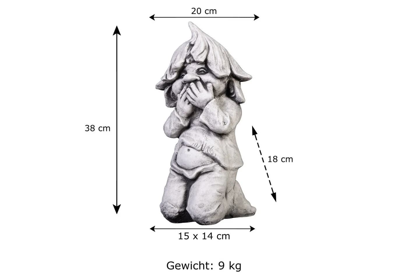 gartendekoparadies.de Gartenfigur Gnom als Stiller Beobachter, Steinfigur, 38 cm, 9 kg, Frostsicher - Bild 5