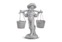 gartendekoparadies.de Gartenfigur Junge mit Blumenampel Grau Stein Bild 1