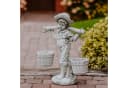 gartendekoparadies.de Gartenfigur Junge mit Blumenampel Grau Stein Bild 2