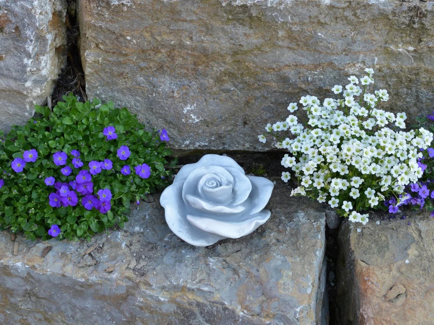 gartendekoparadies.de Gartenfigur Deko Rosen 2er-Set Steinrosen - Bild 4