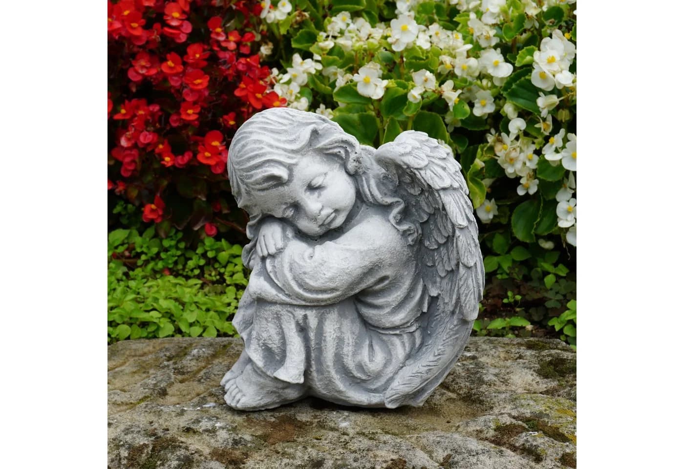 gartendekoparadies.de Gartenfigur Schlafender Engel Grabengel Steinfigur 23 cm 6 kg Frostsicher - Bild 2