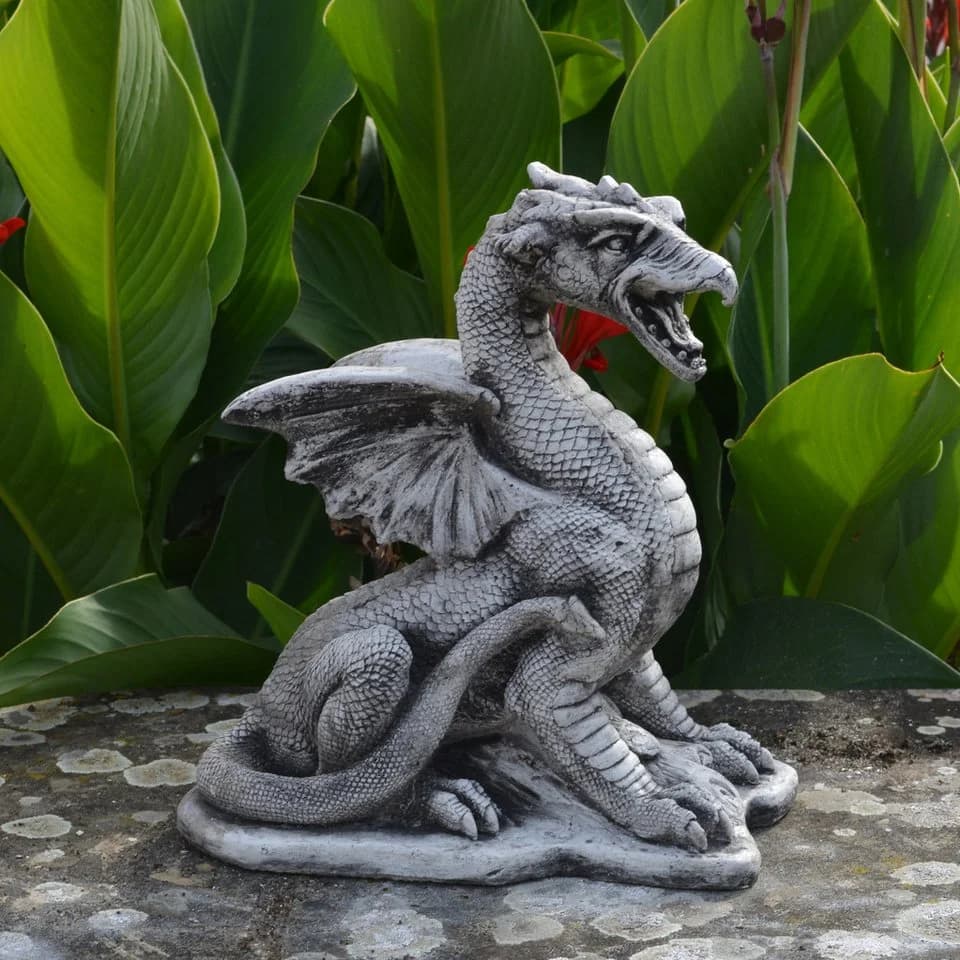 gartendekoparadies.de Gartenfigur Sagenhafter Drache Grau - Bild 2
