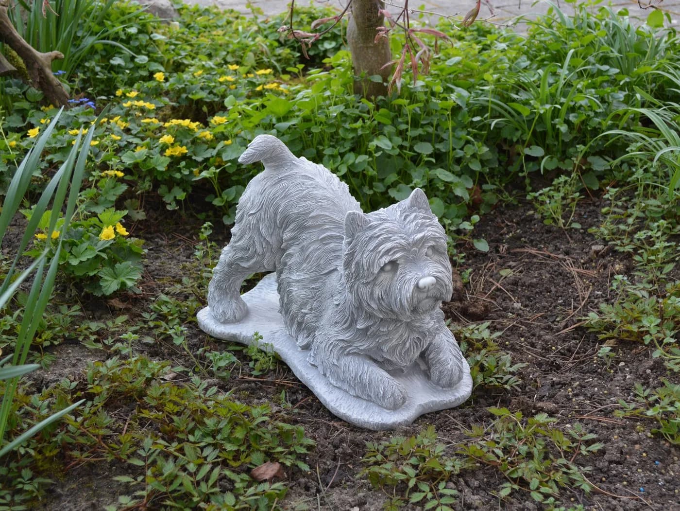 gartendekoparadies.de Westie Gartenfigur Frostsicher Grau