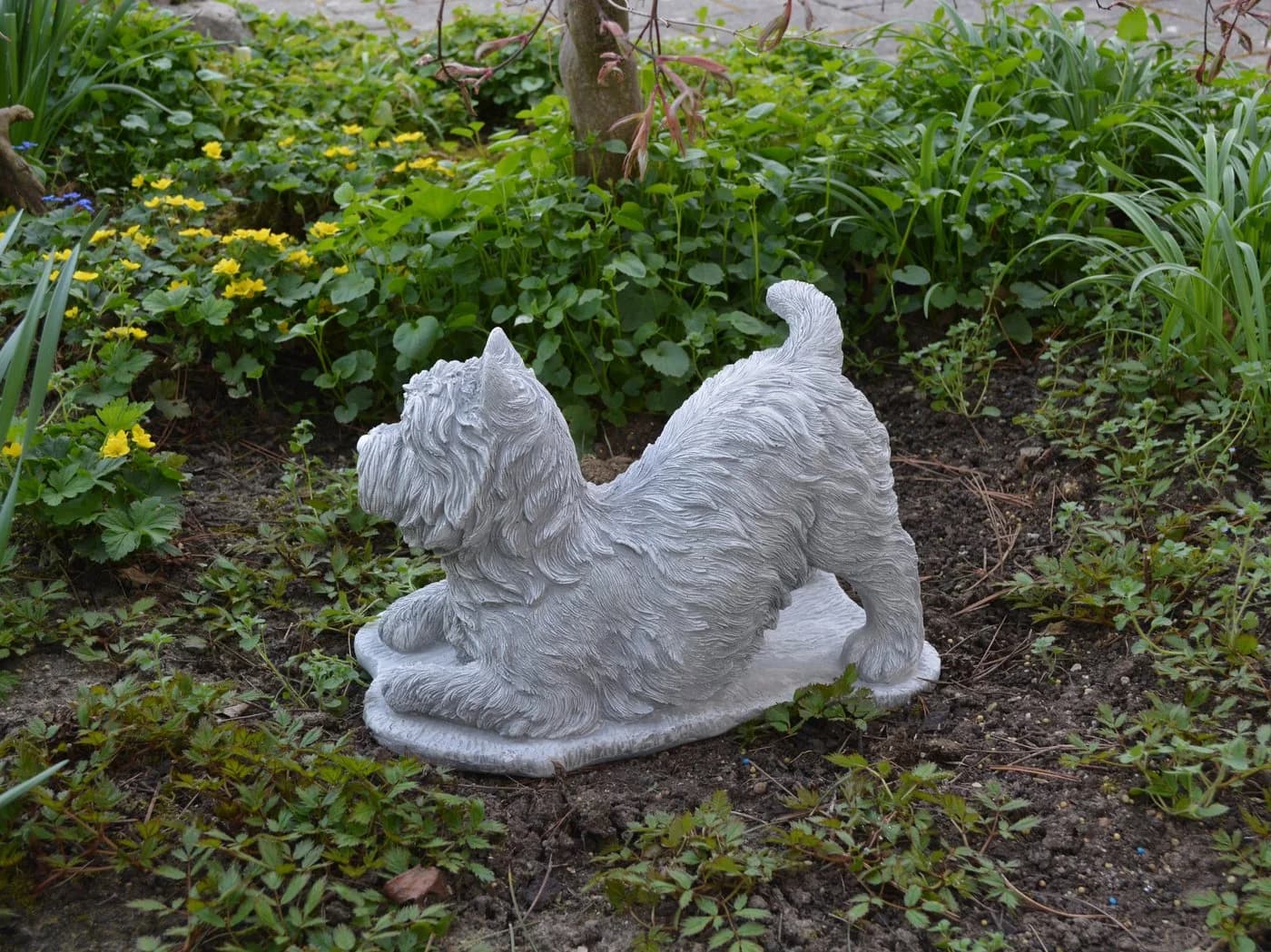 gartendekoparadies.de Westie Gartenfigur Frostsicher Grau - Bild 3