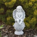 Gartenfigur Engel auf Kugel Grabengel Steinfigur 37 cm 6 kg Frostsicher Bild 2