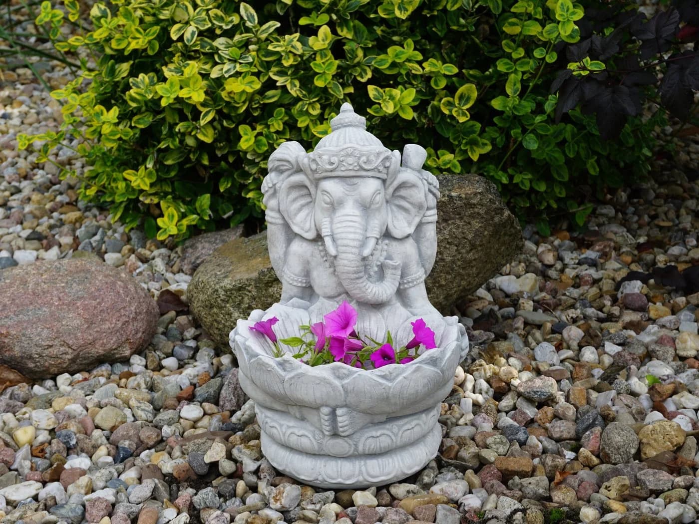 Gartendekoparadies.de Ganesha Steinfigur Grau Frostsicher - Bild 3