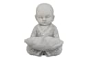 gartendekoparadies.de Gartenfigur Mönch mit Schale Grau Stein Bild 1