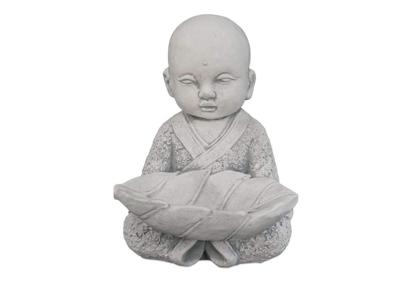 gartendekoparadies.de Gartenfigur Mönch mit Schale Grau Stein