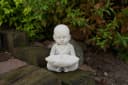 gartendekoparadies.de Gartenfigur Mönch mit Schale Grau Stein Bild 4