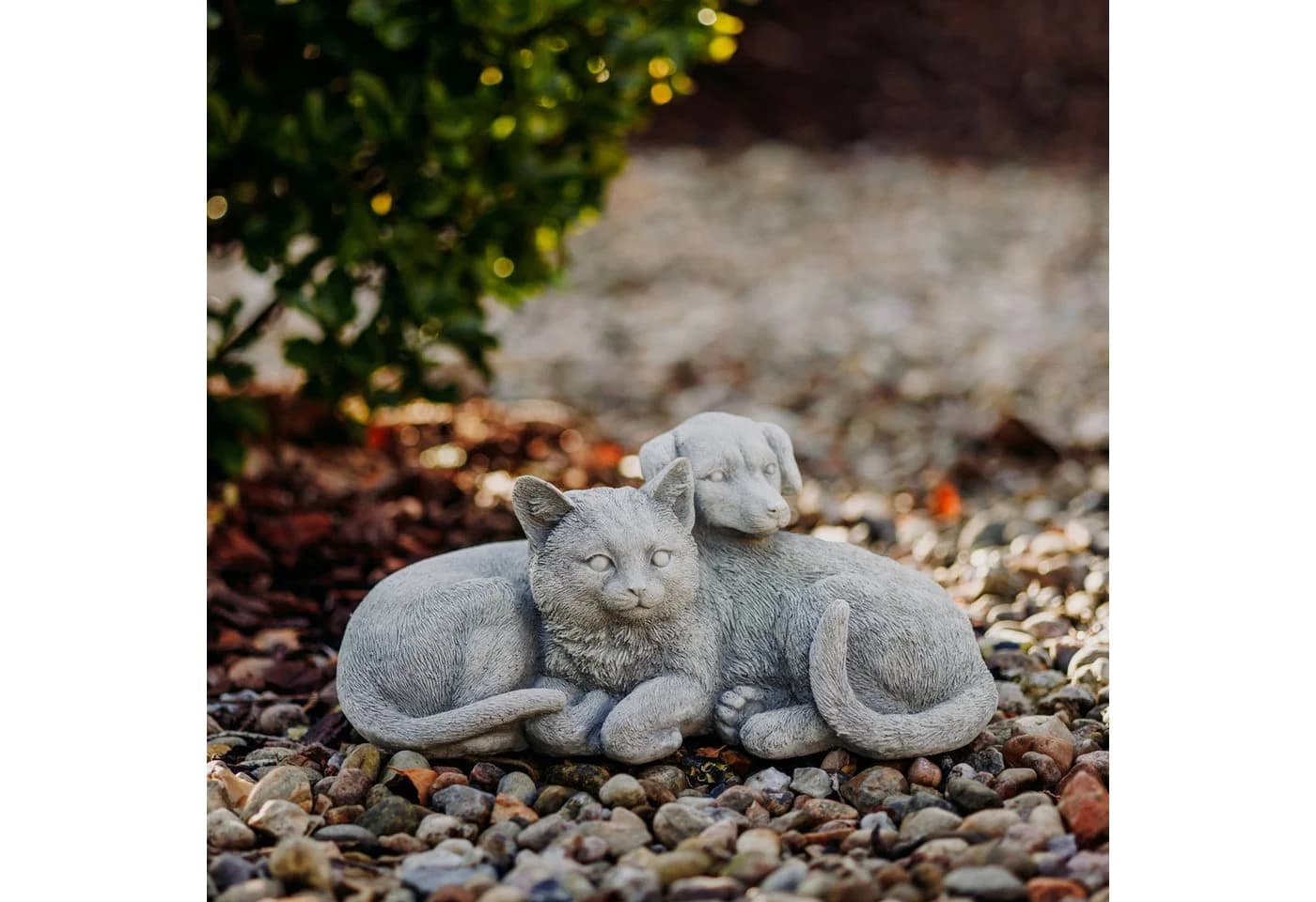 gartendekoparadies.de Gartenfigur Hund und Katze Grau Steinguss - Bild 2