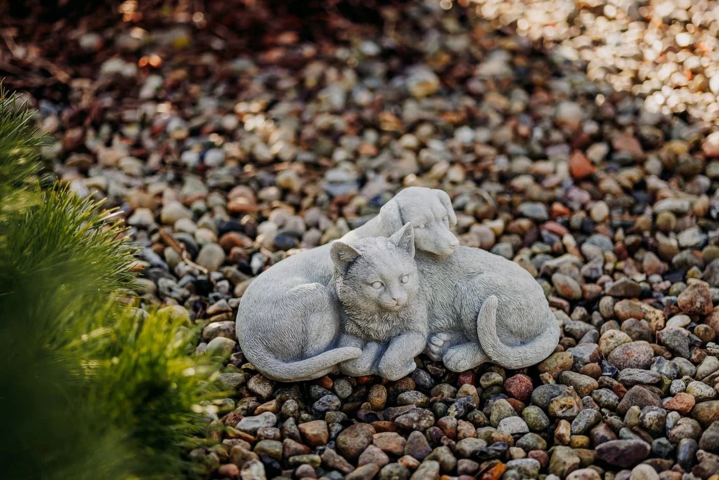 gartendekoparadies.de Gartenfigur Hund und Katze Grau Steinguss - Bild 5