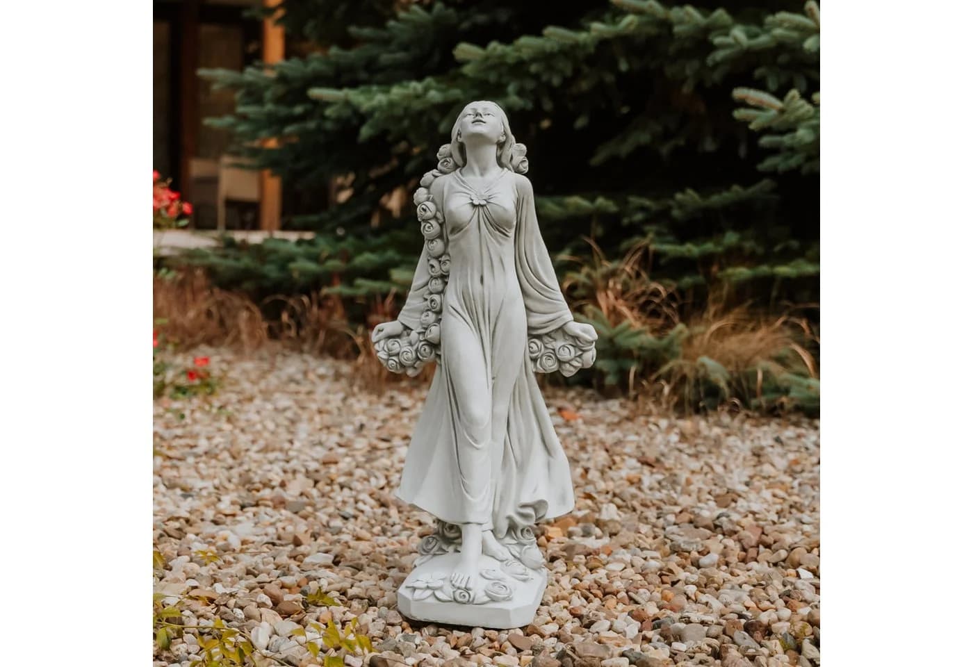 Gartenfigur Flora Statue Grau Römische Göttin Frostsicher - Bild 2