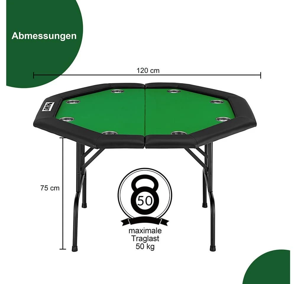 MUWO Klappbarer Pokertisch für 8 Spieler Grün - Bild 3