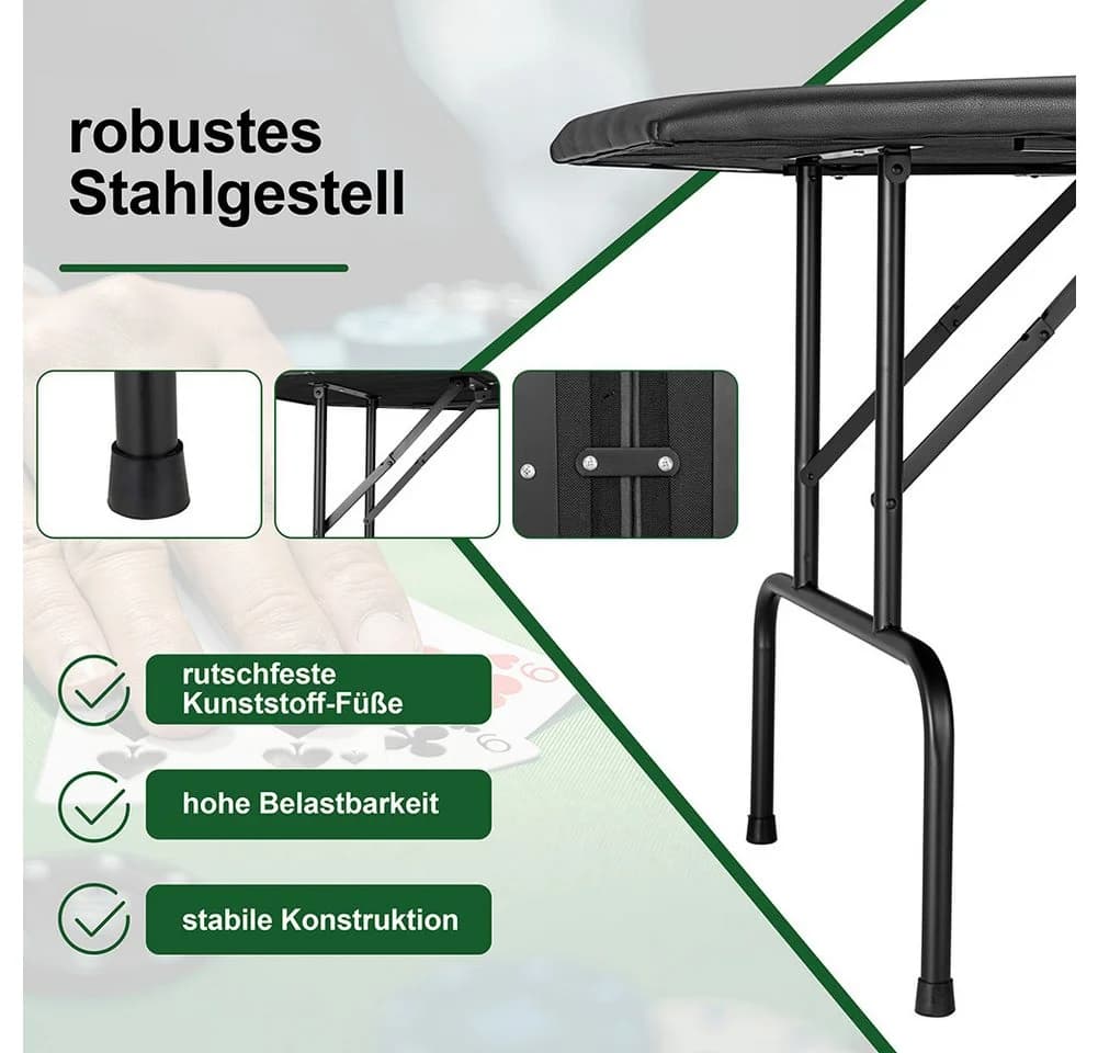 MUWO Klappbarer Pokertisch für 8 Spieler Grün - Bild 4