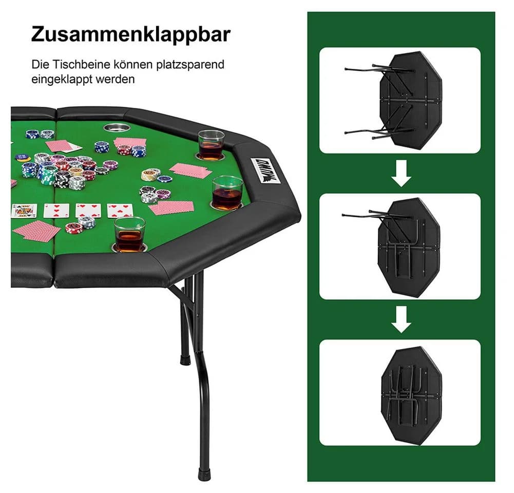MUWO Klappbarer Pokertisch für 8 Spieler Grün - Bild 5