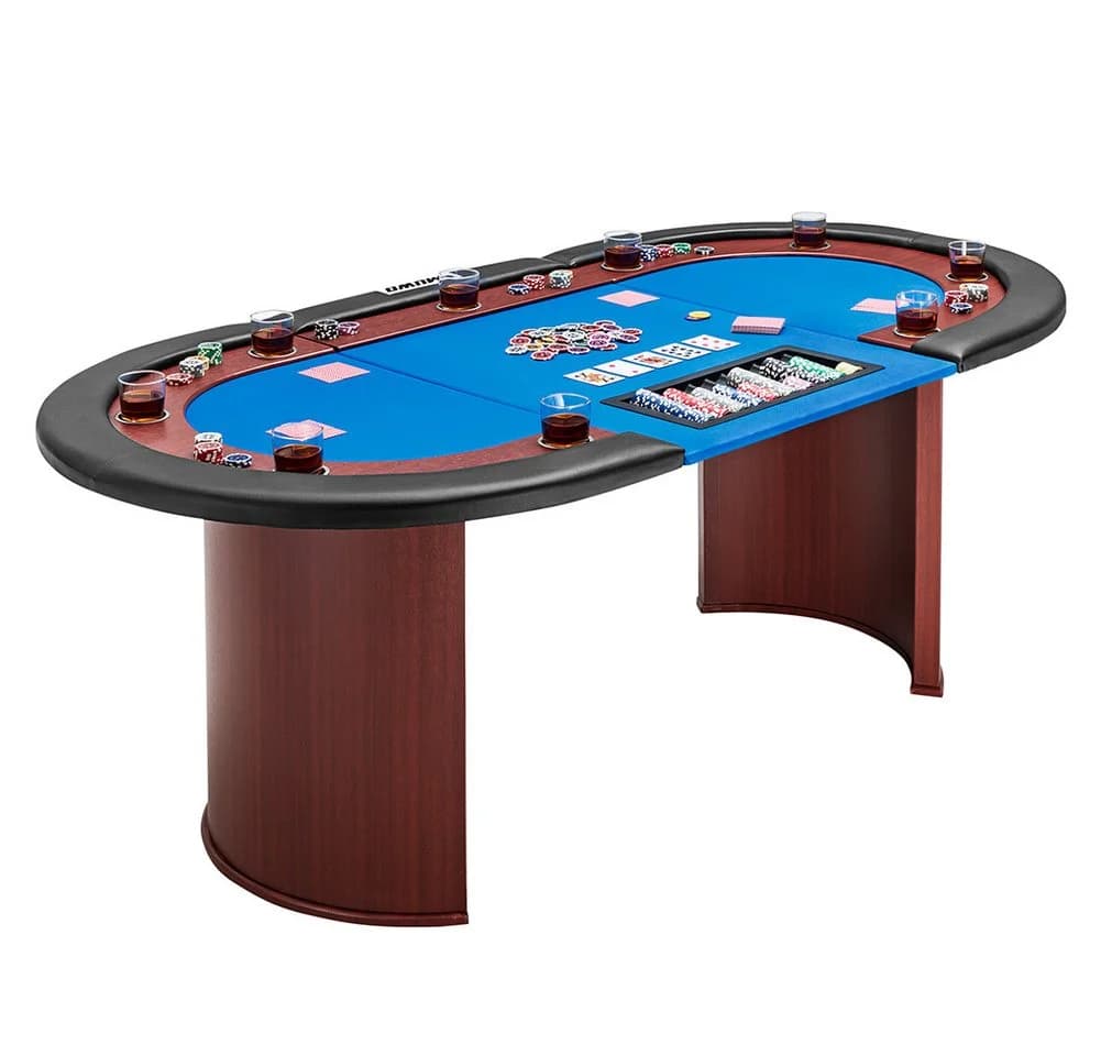 MUWO Pokertisch für 10 Spieler mit Chipablage blau - Bild 2