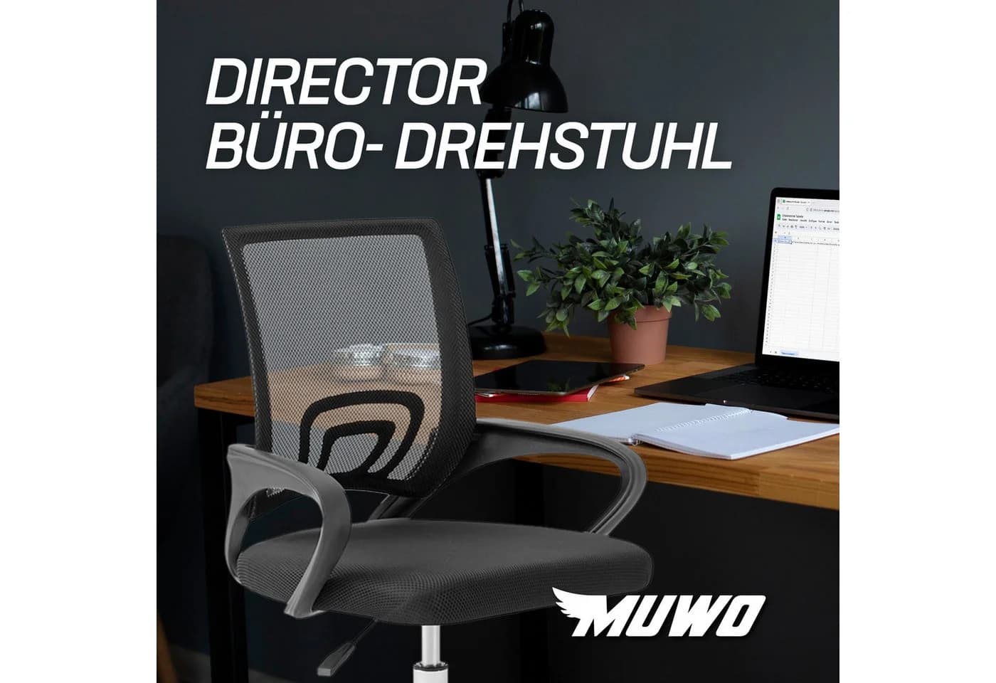 MUWO Drehstuhl Director Rot Ergonomisch Verstellbar
