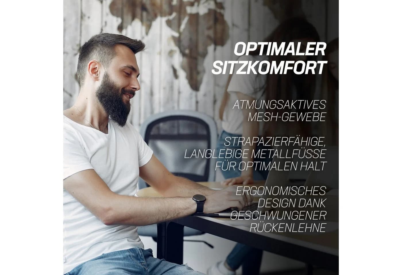 MUWO Drehstuhl Director Rot Ergonomisch Verstellbar - Bild 3