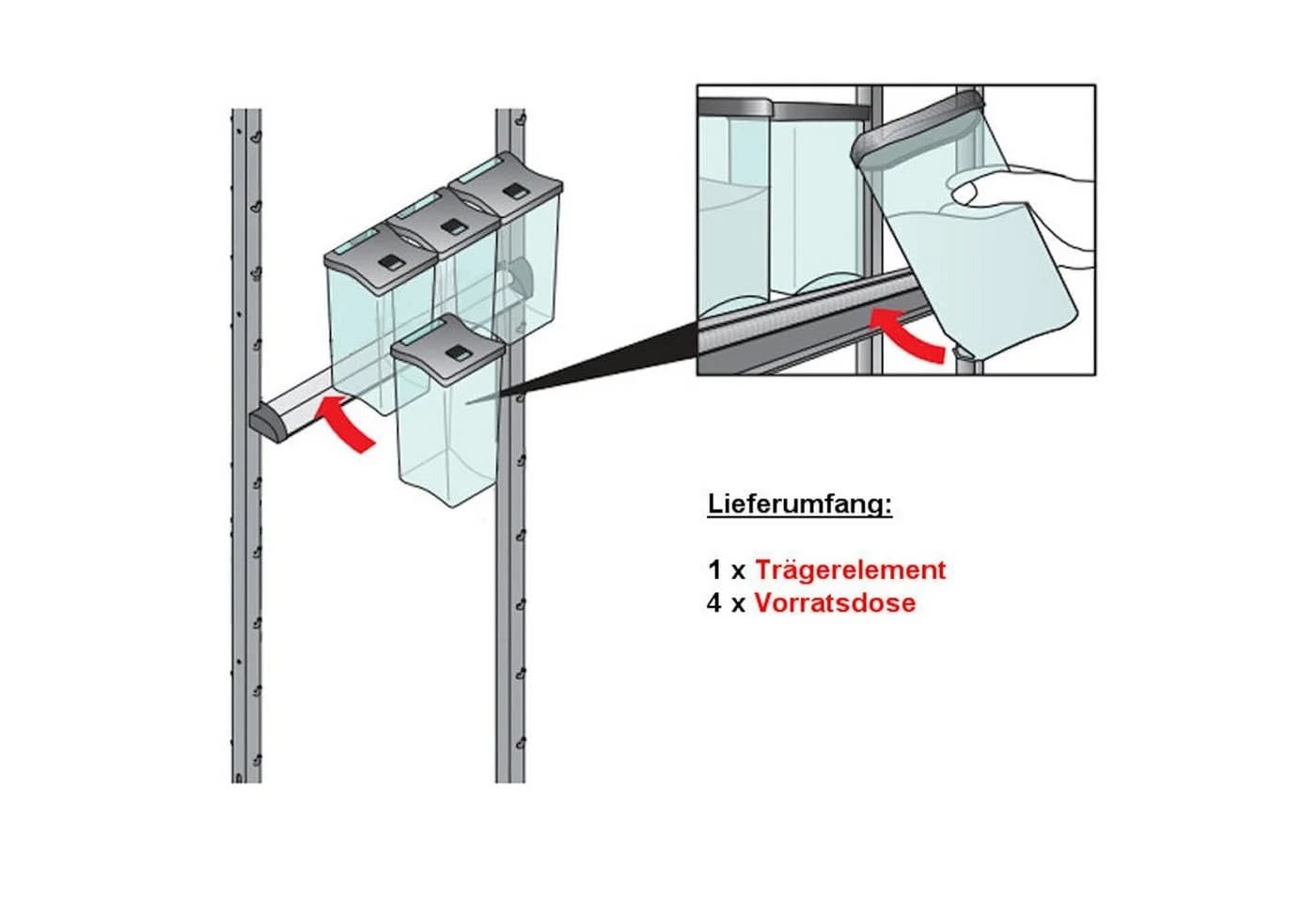 Kesseböhmer Vorratsdosen-Set 4x 1,2L transparent/grau für DISPENSA - Bild 4