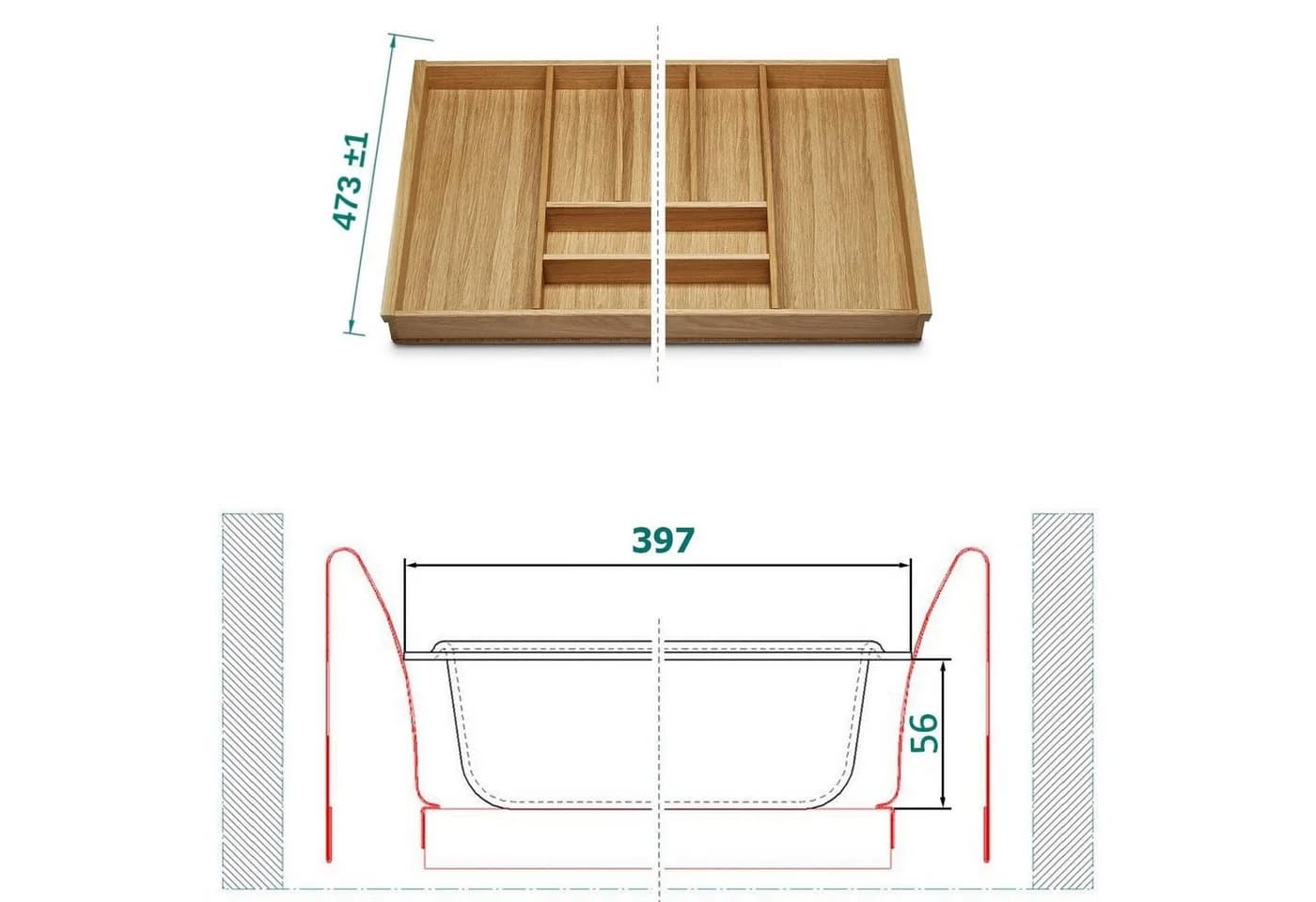 SO-TECH Besteckeinsatz ORGA-BOX III Eiche für Nobilia Arcitech - Bild 4