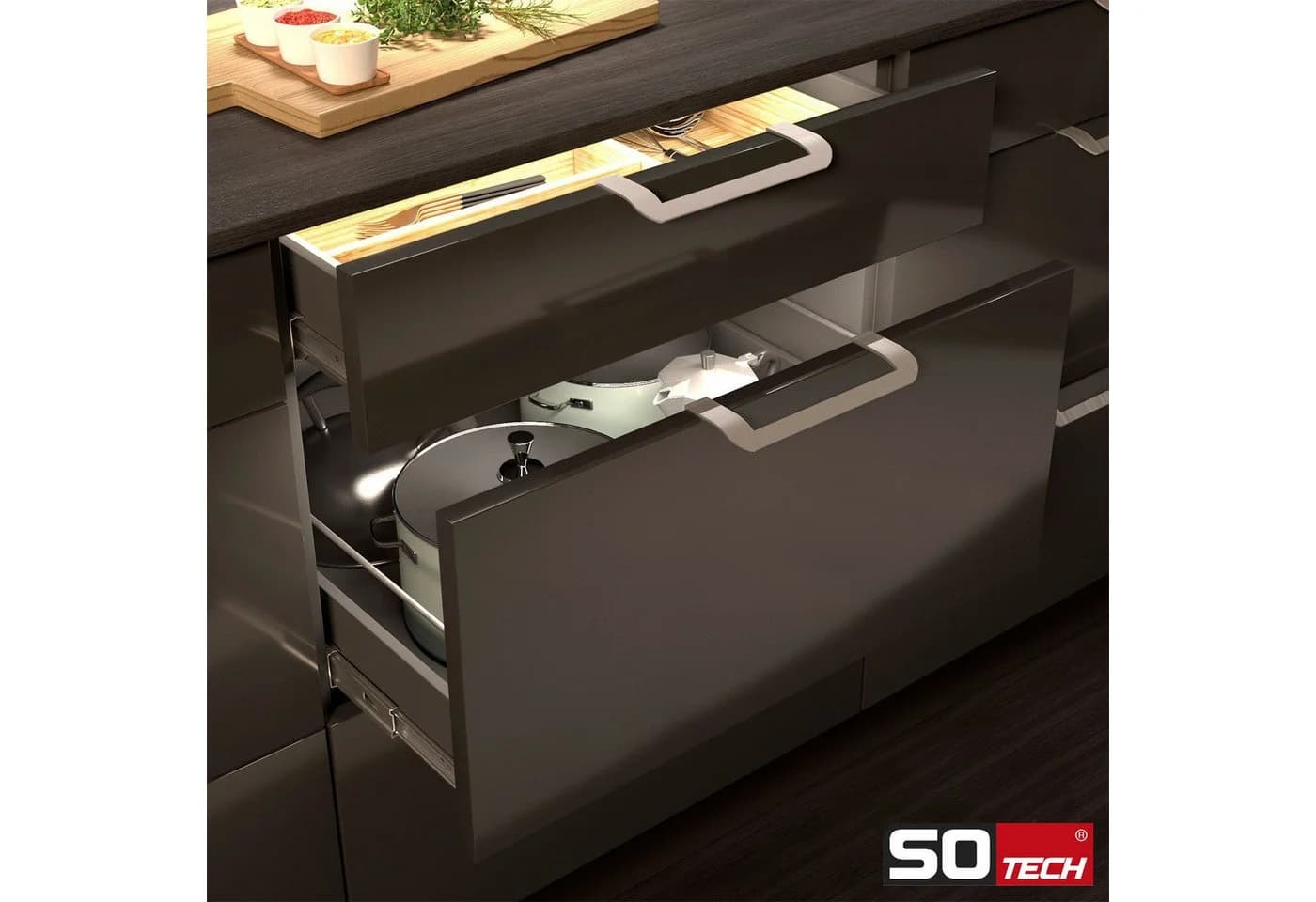 SO-TECH® Möbelgriff LYS 160 mm Bohrlochabstand Chrom matt 2er Set - Bild 5