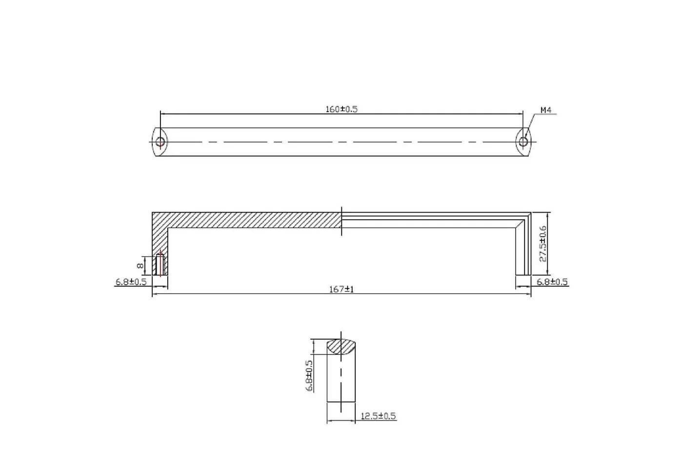 SO-TECH® Bügelgriff Blackline V BA 160 mm schwarz matt