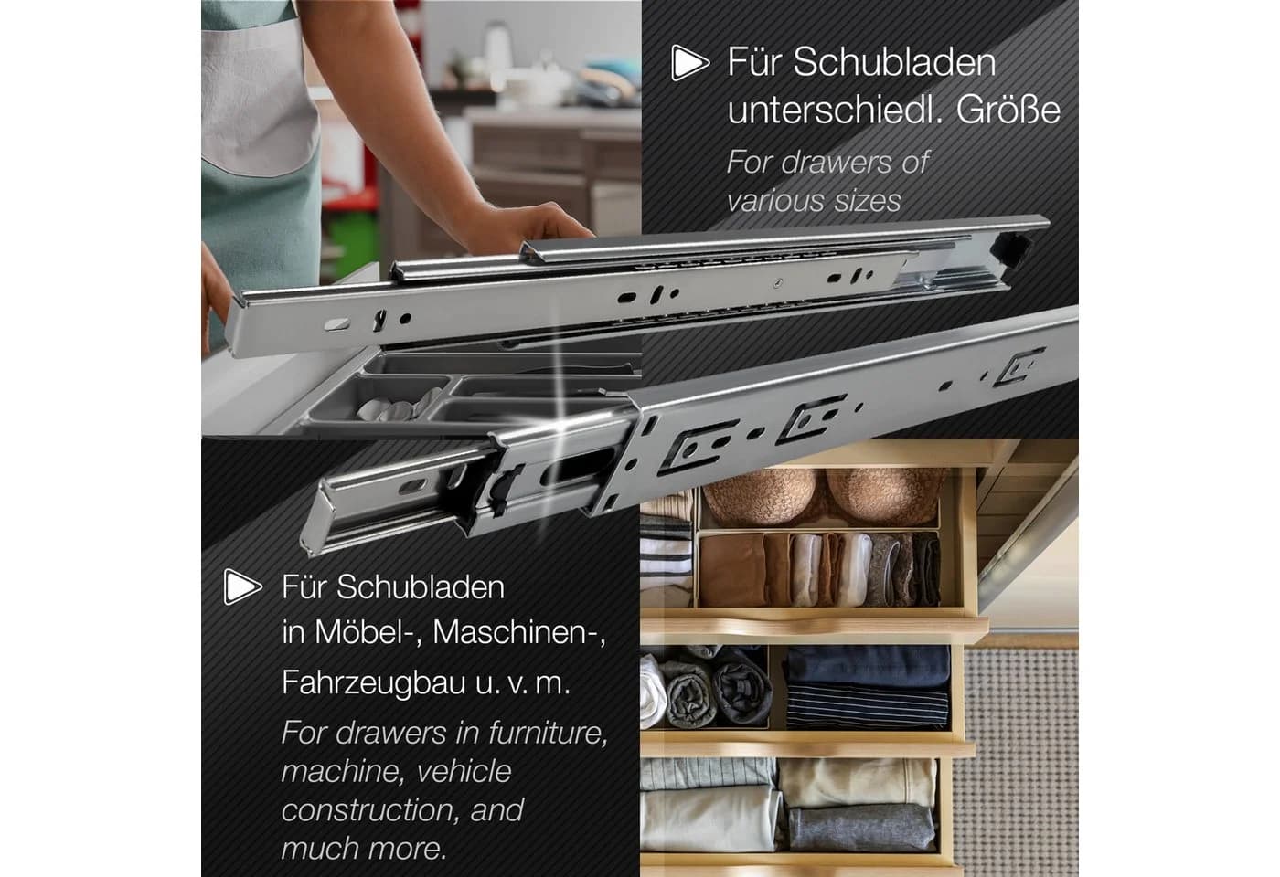 SO-TECH® Vollauszug kugelgelagert mit Selbsteinzug 35 kg Tragkraft - Bild 3