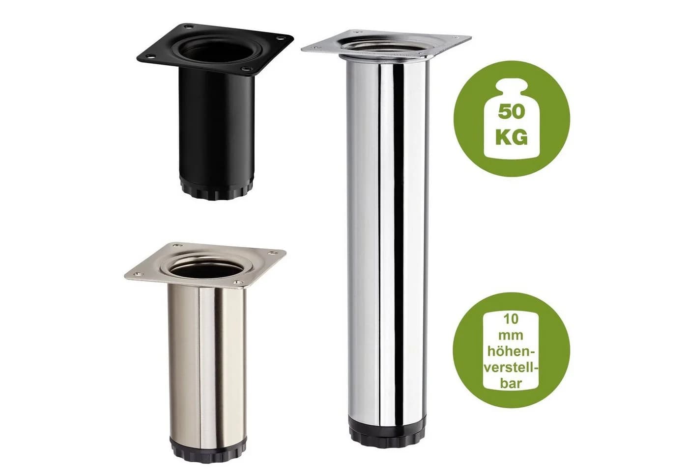 SO-TECH® Möbelfuß BRAVO Stahl Chrom Höhenverstellbar - Bild 3