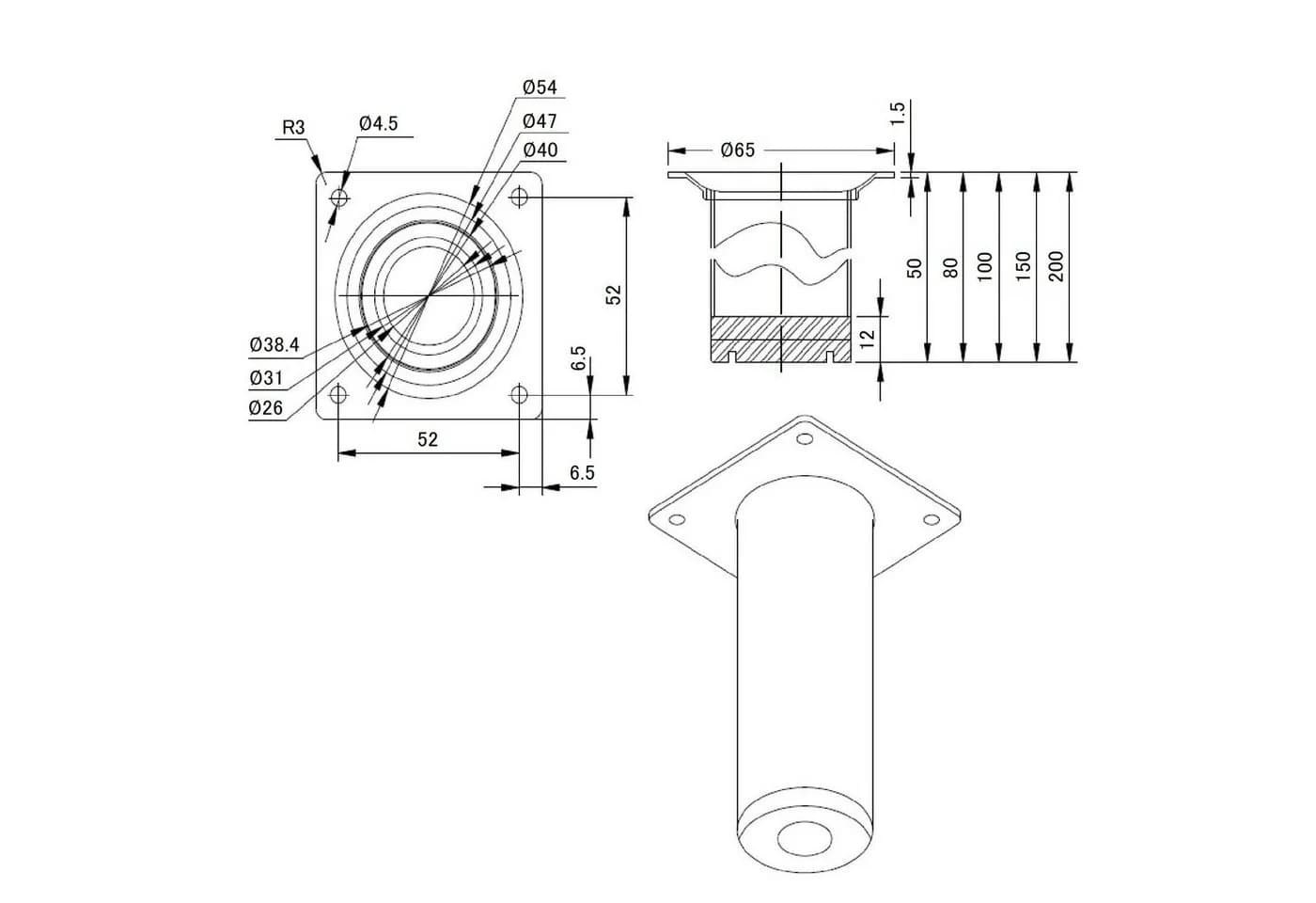 SO-TECH® Möbelfuß BRAVO Stahl Chrom Höhenverstellbar - Bild 5