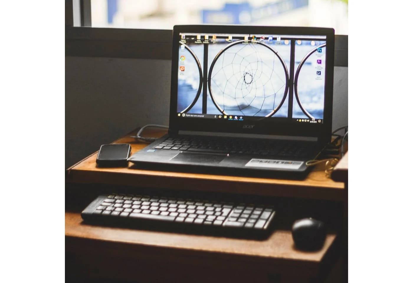 Tastaturauszug aus Stahl, modern, schwarz, 400x55-90 cm - Bild 3