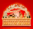 SIKORA Schwibbogen LB80 Winterdorf Adventskalender XXL LED 24 Schubkästchen Bild 1